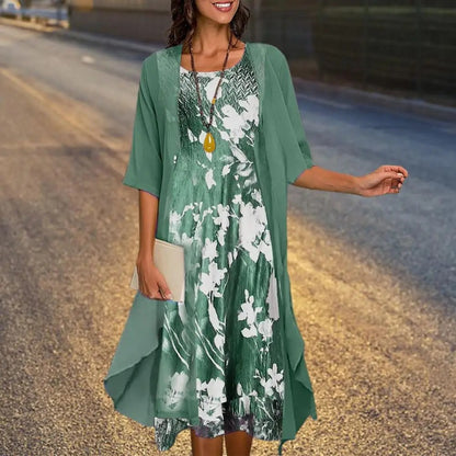 Szara letnia sukienka z kwiatowym nadrukiem dla kobiet Kup | Stylowy wygląd vintage
